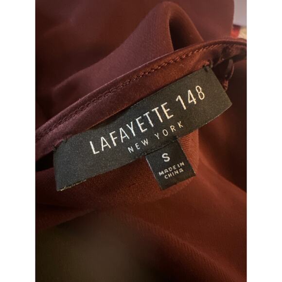 Women S Lafayette 148 New York 100% Silk Long Sleeved Purple Blouse Shirt Top - Picture 6 of 6